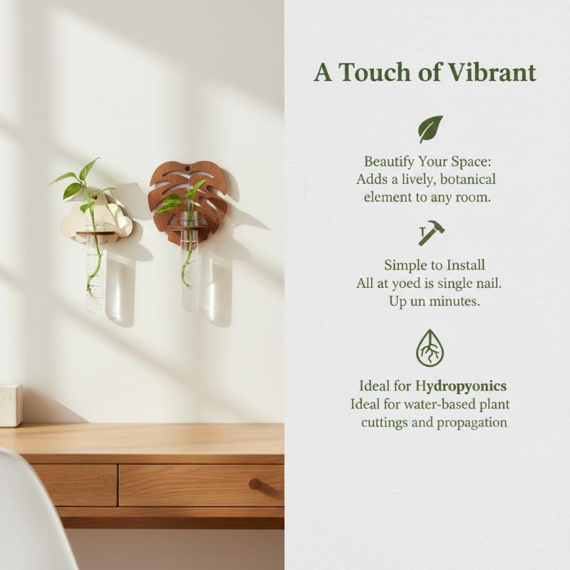 Propagation Station Vase - Wall Mounted Wooden Monstera Hydroponic Vase