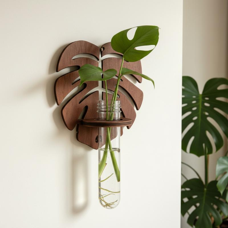 Wall Mounted Wooden Monstera H - Propagation Station Vase ulasan dan harga